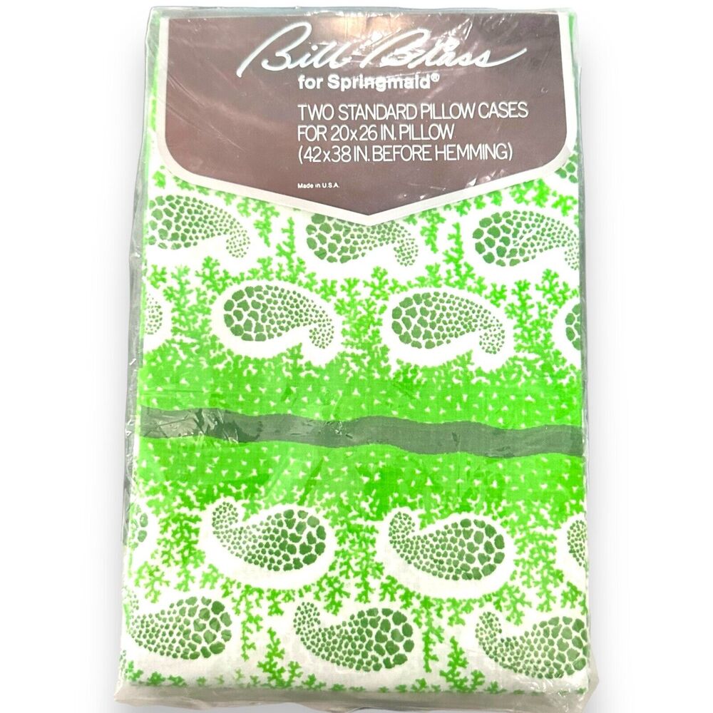 NIB Vintage Pillowcases Bill Blass Springmaid X2 Standard Size Kitschy Retro
